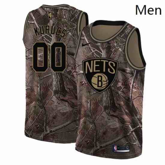 Mens Nike Brooklyn Nets 00 Rodions Kurucs Swingman Camo Realtree Collection NBA Jersey